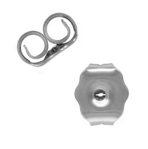 Front and Side view of Sterling Silver Push Back Earnuts - Medium (4.65x6mm) - Pack of 50