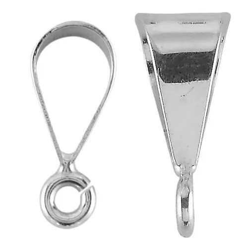 Side and Front view of Sterling Silver Bail w Open Ring 4 x 8mm - Pack of 12