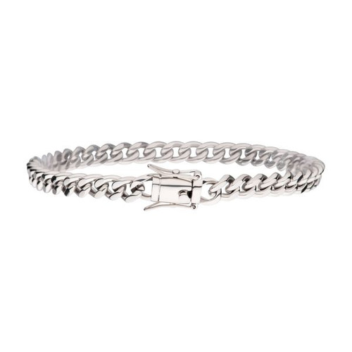 Rhodium Plated Sterling Silver Miami Cuban bracelet 7mm / 200, 8 inches - 30 inches Bracelet & Chain