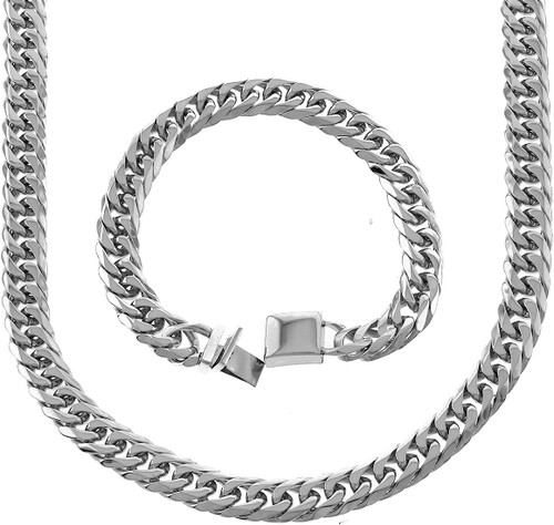 Rhodium Plated Sterling Silver Miami Cuban 12.8mm / 400 Bracelet & Chain