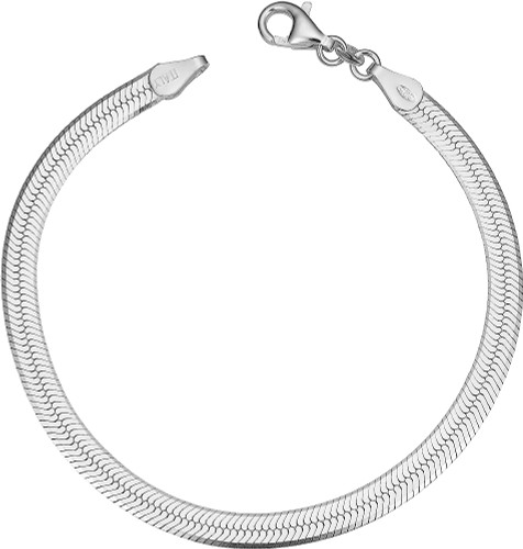 Classic Silver Herringbone Bracelet with Lobster Lock Clasp - 13.5mm / 150
