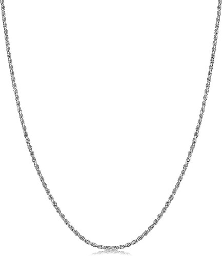 Sterling Silver Rope Chain with Spring Lock Clasp - 1mm / 025