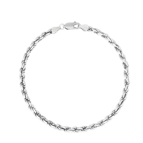 Sterling Silver Rope Bracelet with Lobster Claw Clasp - 5mm / 100