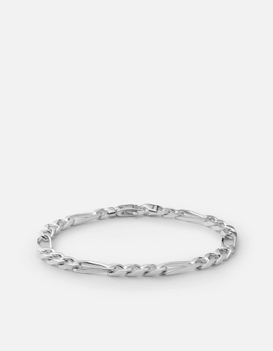 Sterling Silver Figaro Bracelet with Lobster Lock Clasp - 5.5mm / 150