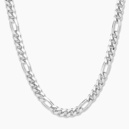 Sterling Silver Figaro Chain with Lobster Lock Clasp - 8mm / 220