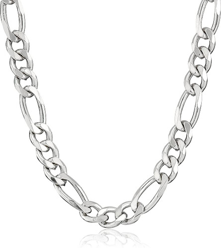 Sterling Silver Figaro Chain with Lobster Claw Clasp - 16mm / 450