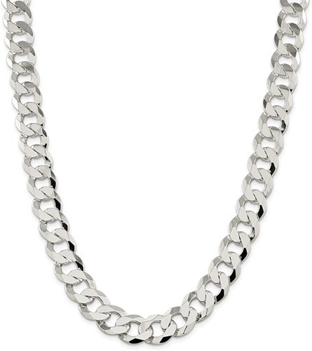 Sterling Silver Curb Chain with Lobster Lock Clasp - 14.3mm / 400