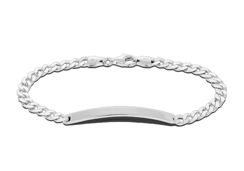 Sterling Silver Curb ID Bracelets w Lobster Claw Clasp - 180/6.5mm