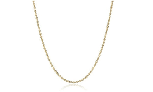 10kt Gold Hollow Rope Chain w Lobster Claw - 1.9mm