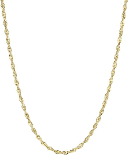 10kt Gold Hollow Rope Chain w Lobster Claw - 2.4mm