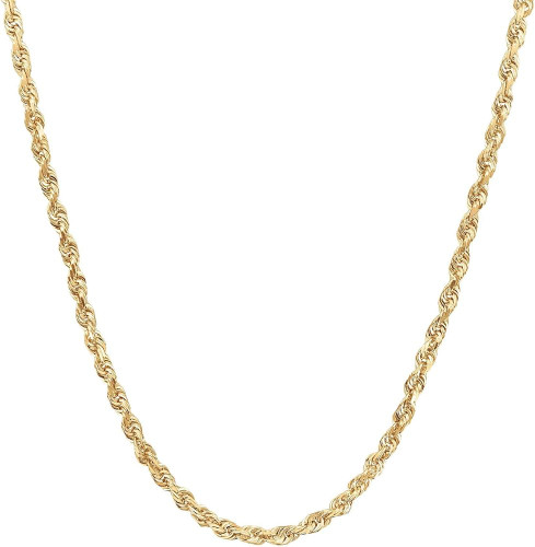 10kt Gold Hollow Rope Chain w Lobster Claw - 3mm