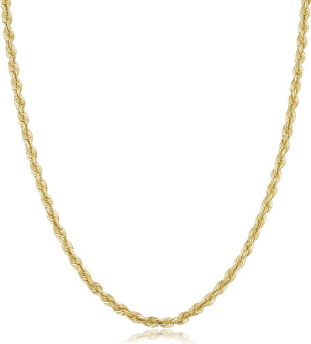 10kt Gold Hollow Rope Chain w Lobster Claw - 5mm
