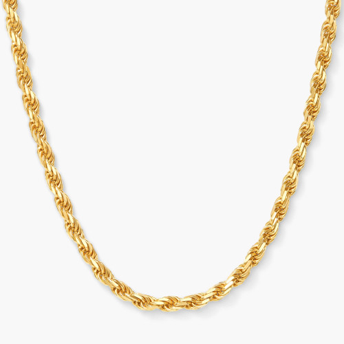 10kt Gold Hollow Rope Chain w Lobster Claw - 7.7mm