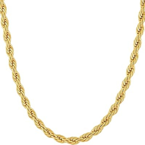 10kt Gold Hollow Rope Chain w Lobster Claw - 9mm