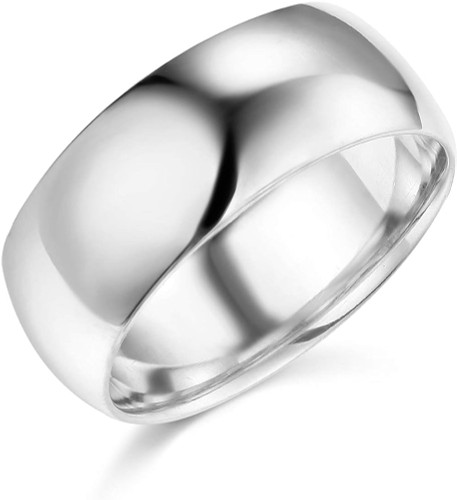 14kt Gold White Polished Regular Fit Plain Wedding Bands - 8mm