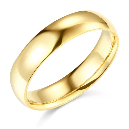 14kt Gold Yellow Polished Comfort Fit Plain Wedding Bands - 5mm