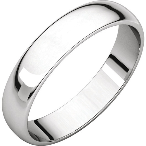 14kt Gold White Polished Comfort Fit Plain Wedding Bands - 4mm