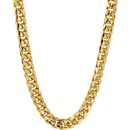 14kt Gold Solid Regular Cuban Chain w Box Lock - 12.2mm