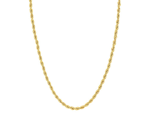 14kt Gold Solid Rope Chain w Lobster Claw - 2.4mm