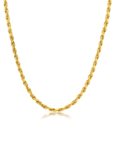 14kt Gold Solid Rope Chain w Lobster Claw - 3.4mm