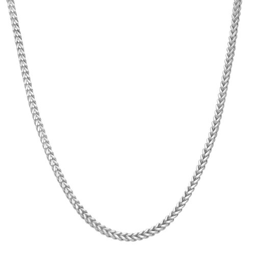 10kt White Gold Hollow Franco Chain w Lobster Claw Lock - 3.3mm