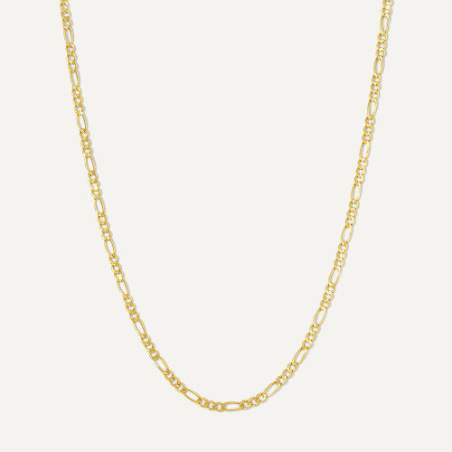 10kt Gold Hollow Figaro Chain w Lobster Claw - 2.5mm
