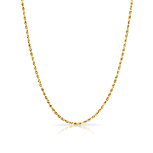 14kt Gold Hollow Rope Chain w Lobster Claw - 2.4mm
