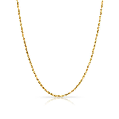 14kt Gold Hollow Rope Chain w Lobster Claw - 2.8mm