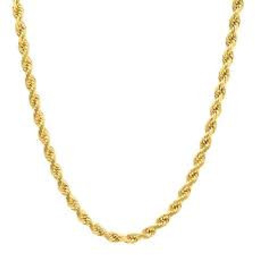 14kt Gold Hollow Rope Chain w Lobster Claw - 5mm