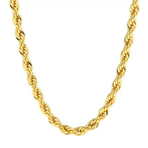 14kt Gold Hollow Rope Chain w Lobster Claw - 7.7mm