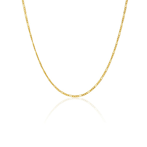 10kt Gold Solid Figaro Chain w Lobster Claw - 1.4mm