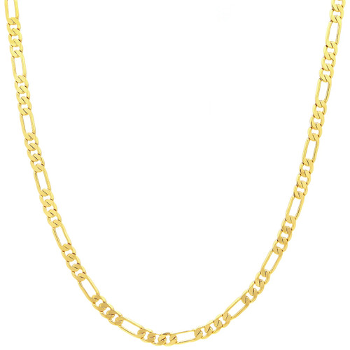 10kt Gold Solid Figaro Chain w Lobster Claw - 4.4mm