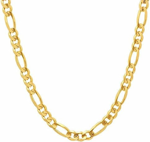 10kt Gold Solid Figaro Chain w Lobster Claw - 11.0mm