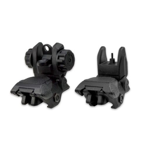 Backup Sight Set - Front and Rear Flip Up - Polymer  - Black [MFLRS02]