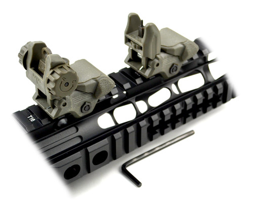 Backup Sight Set -Front and Rear Flip Up - Polymer  - Green [MFLRS02-G]