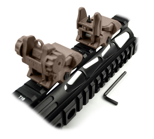 Backup Sight Set -Front and Rear Flip Up - Polymer  - Tan [MFLRS02-T]