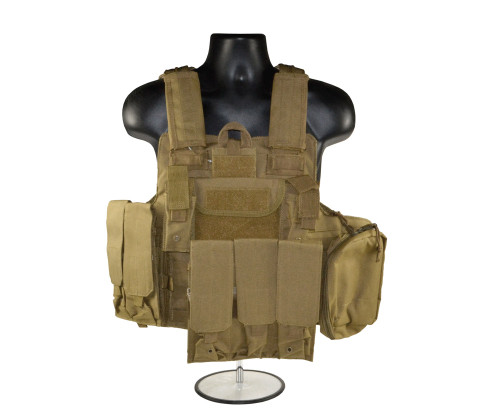 600D Cross Draw Tactical Multi Function Vest, Tan