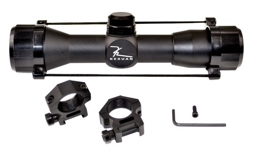 Kexuan 4X32 Compact Scope with 5 Line Reticle and 1" Picatinny Scope Rings [KX4X32MC-PT]