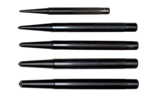 5pc Hole Center Punch Kit Set for Steel, Wood - 1/16", 1/8", 5/32", 3/16", 1/4" Diameters