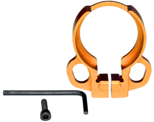 Aluminum Receiver End Plate with Dual Sling Clip Type Adapters for .223/5.56/.308 Buffer Tubes, Golden Orange
