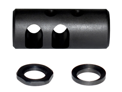 1/2x28 Muzzle Brake, Short, Black Steel - AR-15 (MZ-01S-01-B)