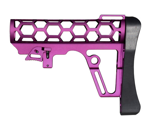 Presma Skeletonized 223/5.56/308 Buttstock for 6 Position Mil-Spec Tube, Purple Anodized Aluminum. With Pad [AAST25-PUR]