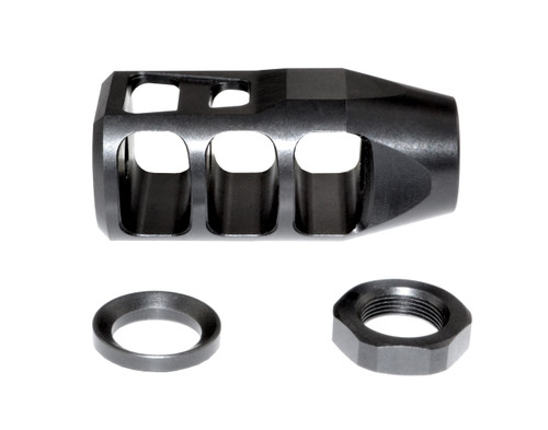 Tanker Style 5/8x24 Muzzle Brake, Black Steel (MZ-18-02-B)