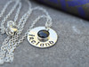 Hand-Stamped ‘Ireland’ Sterling Silver Pendant with Layered Genuine Irish Earth Solitaire Drop 