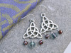 Trinity Knot Fluorite and Garnet Gemstone Sterling Silver Earrings Trinity Knot Fluorite and Garnet Gemstone Sterling Silver Earrings