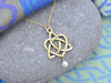 European Crystal Pearl Eternal Heart Celtic Knot Gold Necklace