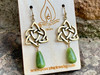 NEW Sister Knot Eternal Heart Yellow Bronze Earrings with Teardrop Connemara Marble NEW Sister Knot Eternal Heart Yellow Bronze Earrings with Teardrop Connemara Marble