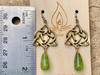 NEW Sister Knot Eternal Heart Yellow Bronze Earrings with Teardrop Connemara Marble NEW Sister Knot Eternal Heart Yellow Bronze Earrings with Teardrop Connemara Marble