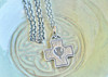 Rustic Book of Kells Descending Dove Sterling Silver Cross Necklace