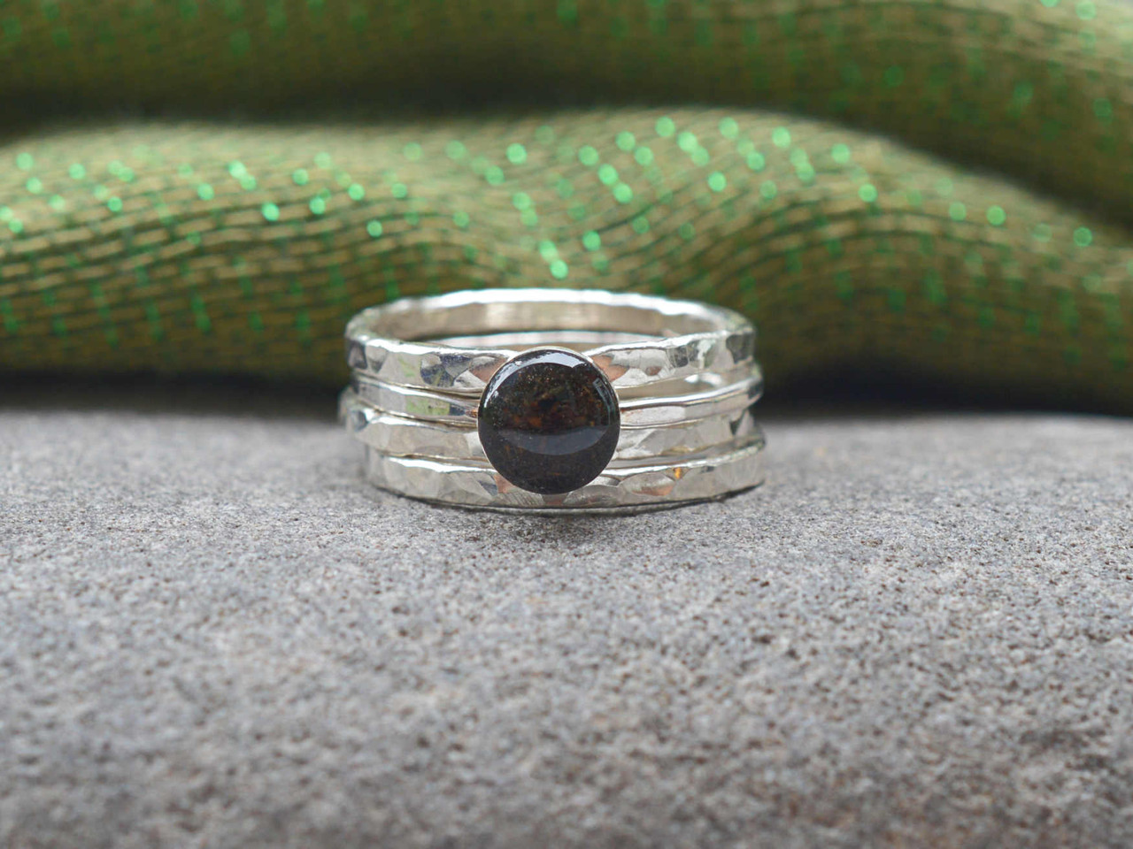 Fine Silver Hammered Ring Peat Fire by Eireann